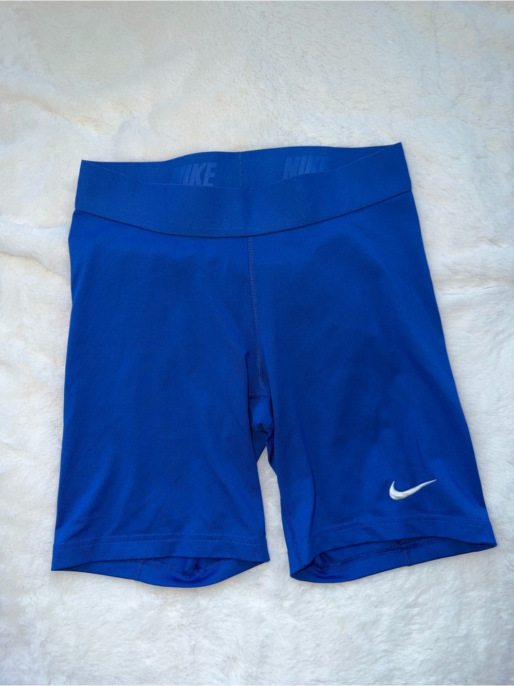 Nike Royal Blue Women's Bike Shorts with White Swoosh